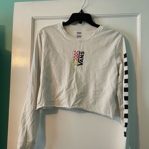 Vans size small cropped long sleeved top with checker print on one arm